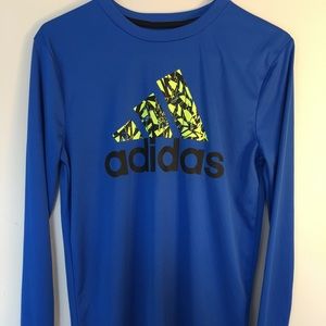Adidas long sleeve, blue, Youth Boys, Large 14/16
